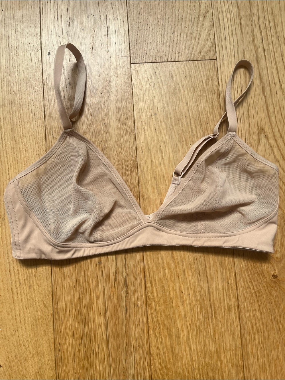 Knix Mesh Deep V Bra - Warm Sand